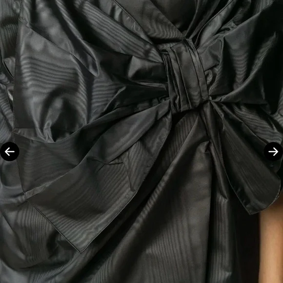 Red Valentino Black Puff-Sleeve Mini Dress with Bow Front - Picture 3 of 7